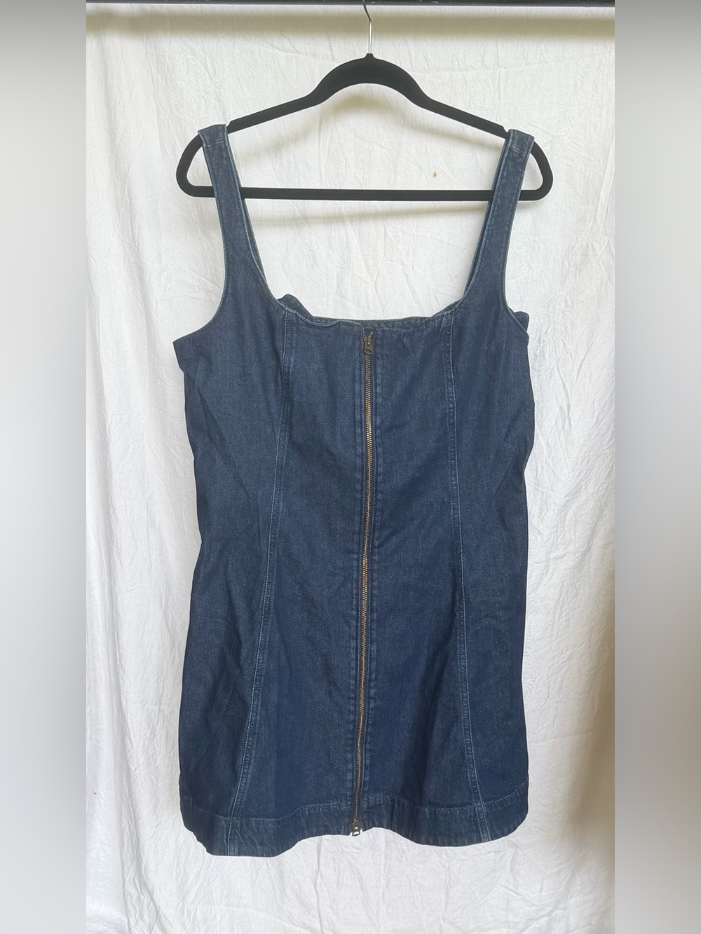 GAP Dark Blue Denim Zip-Front Tank Mini Dress xl